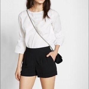 Express Mid-Rise Soft Pleated Shorts